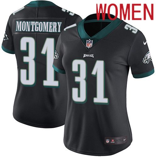 Women Philadelphia Eagles 31 Wilbert Montgomery Nike Black Vapor Limited NFL Jersey